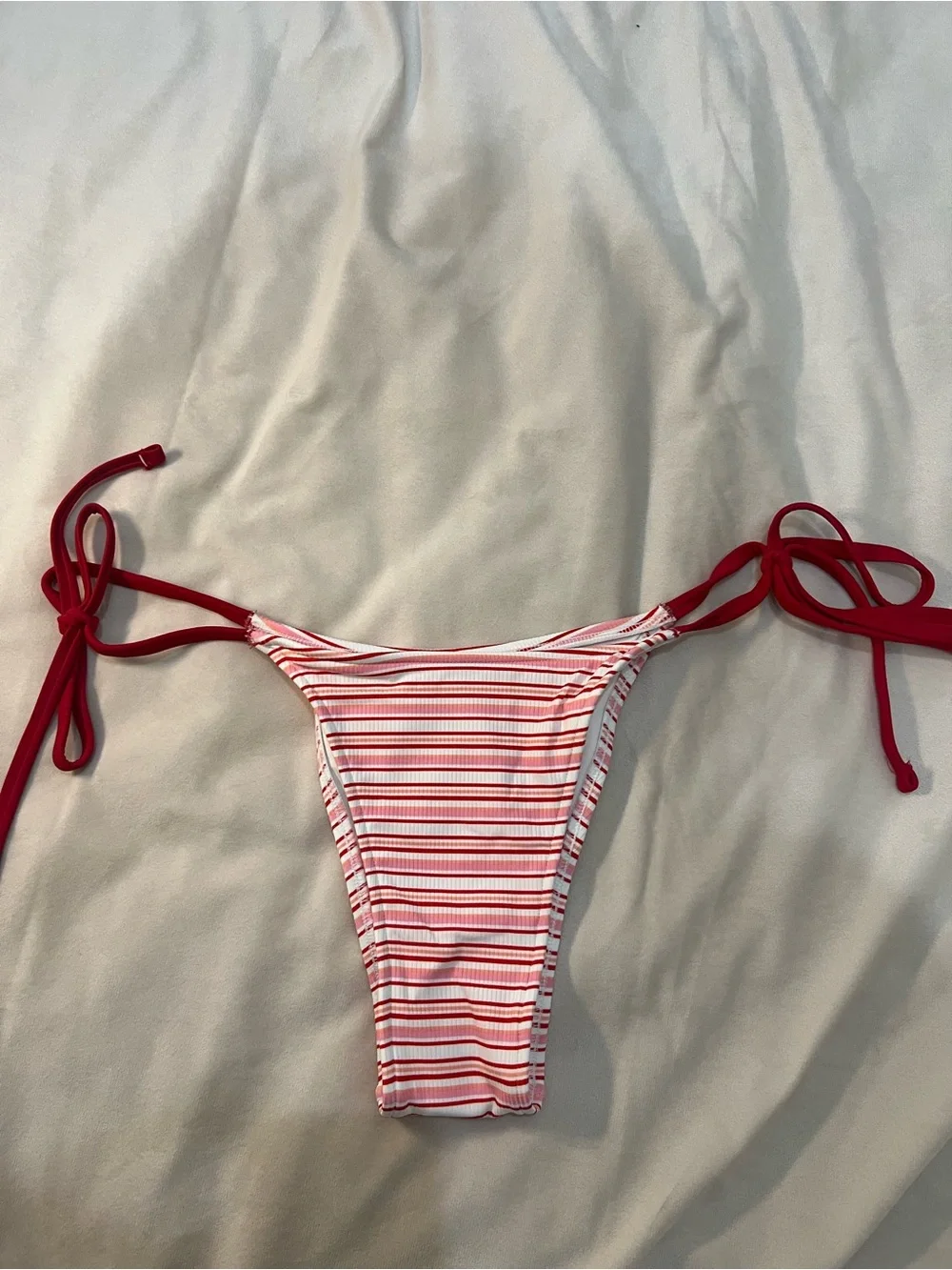Frankie's Bikinis Red and White Striped Tie-Side Bikini Bottom